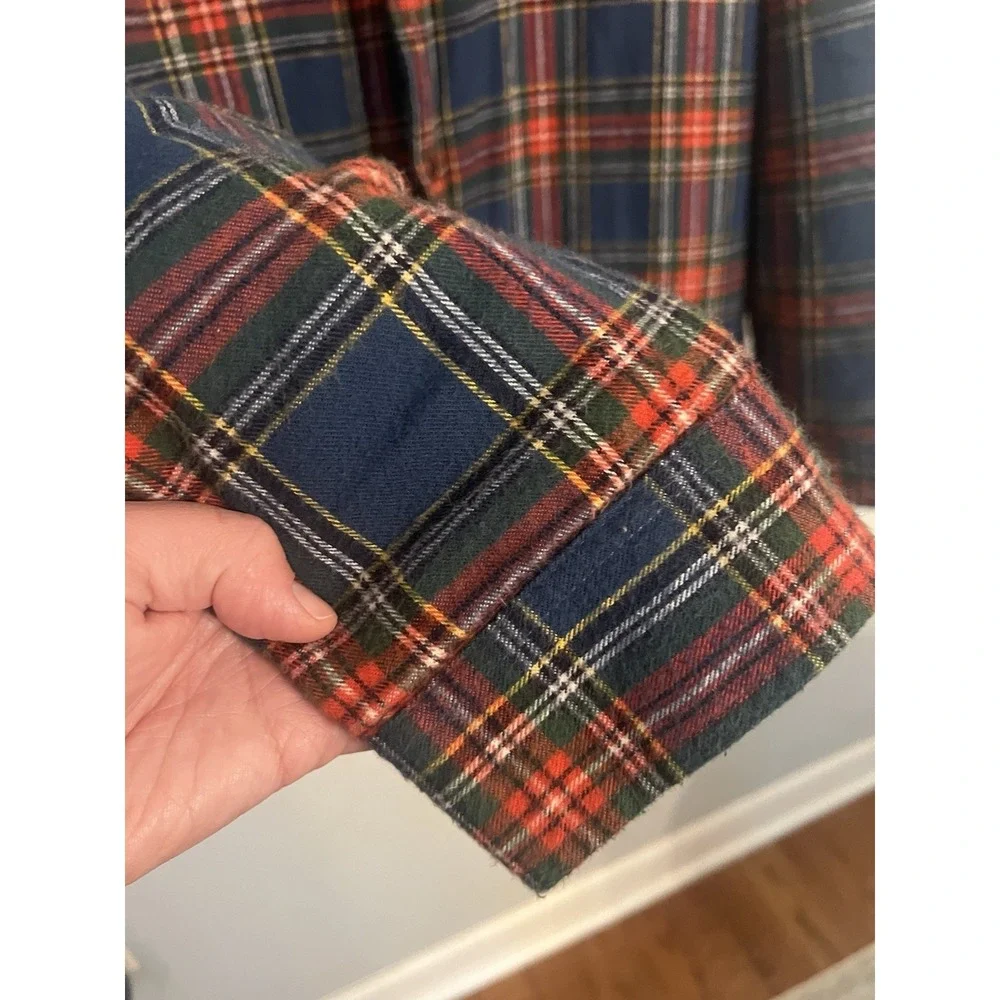 L.L. Bean Shacket Men's Large Multicolor Plaid Sherpa Blue Red Military‎ Jacket - Picture 4 of 11
